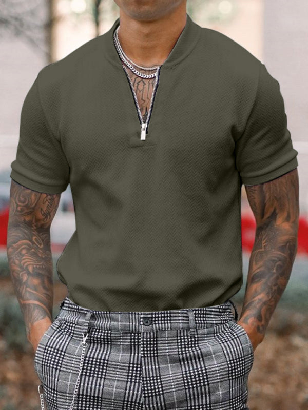 Men's Zip Collar Short Sleeve T-Shirt