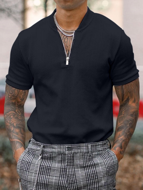 Men's Zip Collar Short Sleeve T-Shirt