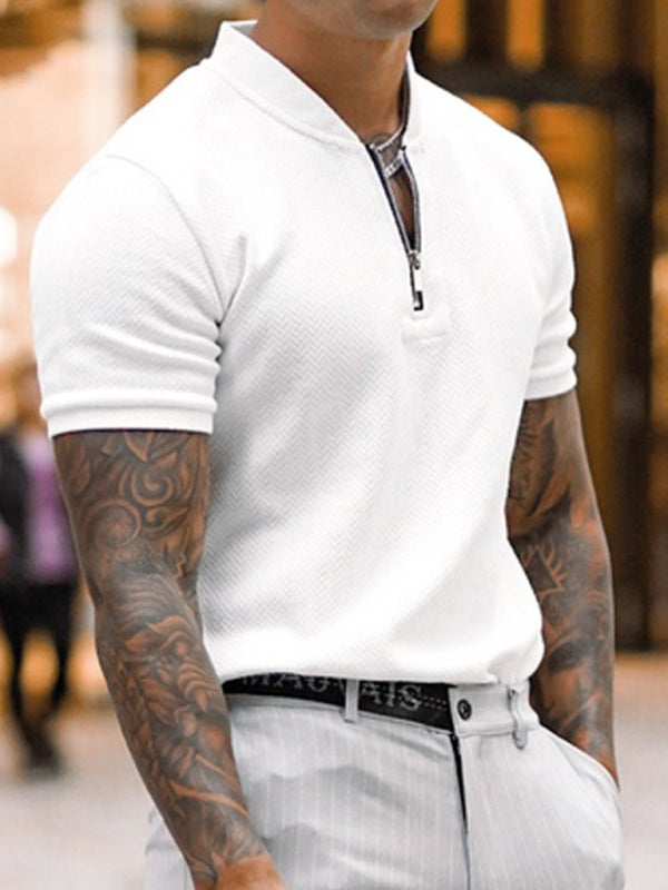 Men's Zip Collar Short Sleeve T-Shirt