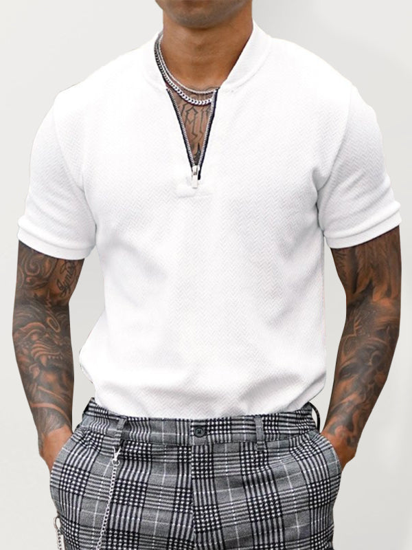 Men's Zip Collar Short Sleeve T-Shirt